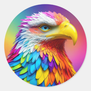 Regenboogkleurige Bald Eagle-65456 Ronde Sticker