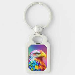 Regenboogkleurige Bald Eagle-65456 Sleutelhanger