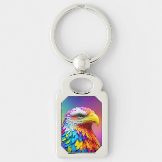 Regenboogkleurige Bald Eagle-65456 Sleutelhanger (Voorkant)