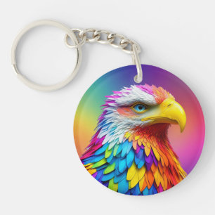 Regenboogkleurige Bald Eagle-65456 Sleutelhanger