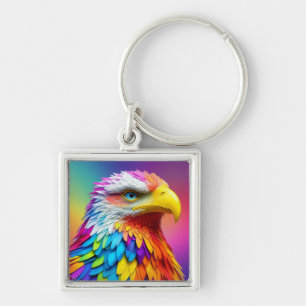 Regenboogkleurige Bald Eagle-65456 Sleutelhanger