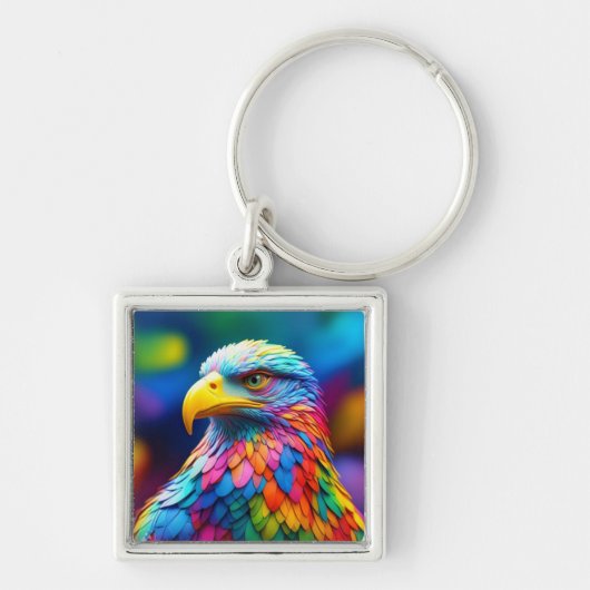 Regenboogkleurige Bald Eagle-65456 Sleutelhanger (Voorkant)