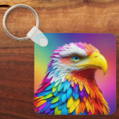 Regenboogkleurige Bald Eagle-65456 Sleutelhanger (Voorkant)