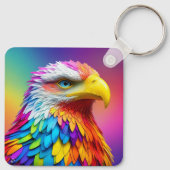 Regenboogkleurige Bald Eagle-65456 Sleutelhanger (Achterkant)