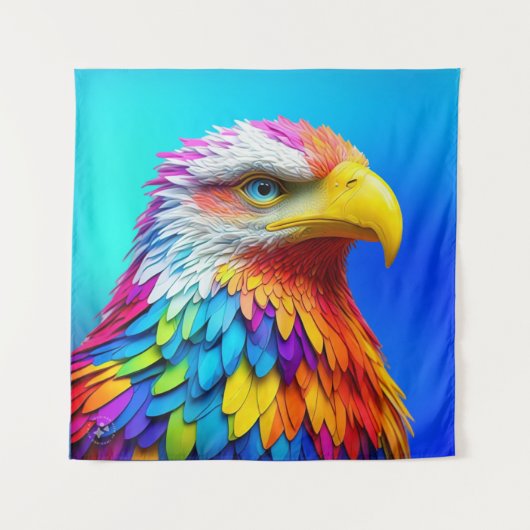 Regenboogkleurige Bald Eagle-65456 Wandkleed (Voorkant)