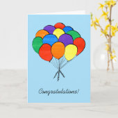 Regenboogkleurige ballonnen - gefeliciteerd kaart (Gele Bloem)