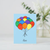 Regenboogkleurige ballonnen stijgen briefkaart (Staand voorkant)