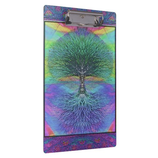 Regenboogkleurige blauwe en groene boom klembord (Rechts)