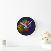 Regenboogkleurige bloemschikking ronde klok (Huis)