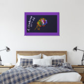 Regenboogkleurige bloemschildering canvas afdruk (Insitu (Slaapkamer))
