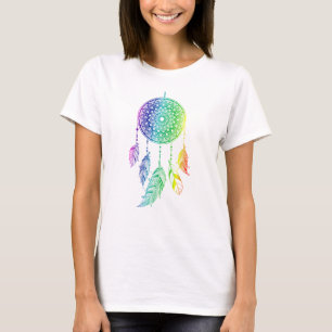 regenboogkleurige droomvangerveer t-shirt