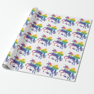 Regenboogkleurige eenhoorn ontwerp cadeaupapier