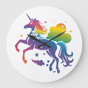 Regenboogkleurige eenhoorn ontwerp grote klok