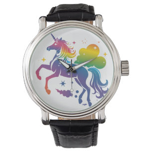 Regenboogkleurige eenhoorn ontwerp horloge
