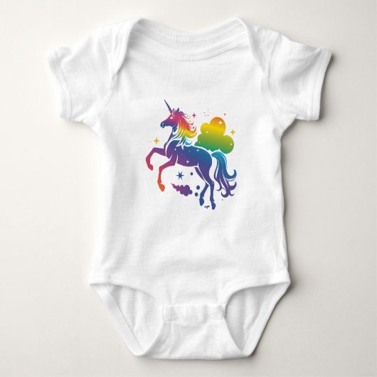 Regenboogkleurige eenhoorn ontwerp romper (Voorkant)
