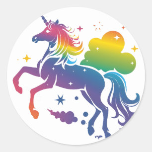 Regenboogkleurige eenhoorn ontwerp ronde sticker