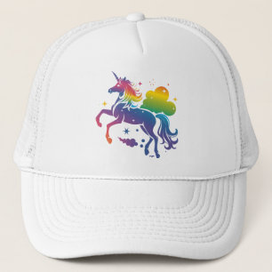 Regenboogkleurige eenhoorn ontwerp trucker pet
