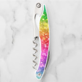 Regenboogkleurige faux glitter kurkentrekker (Voorkant)