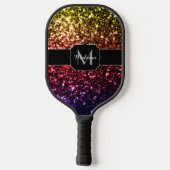 Regenboogkleurige faux glitter sparken Monogram Pickleball Paddle (Achterkant)