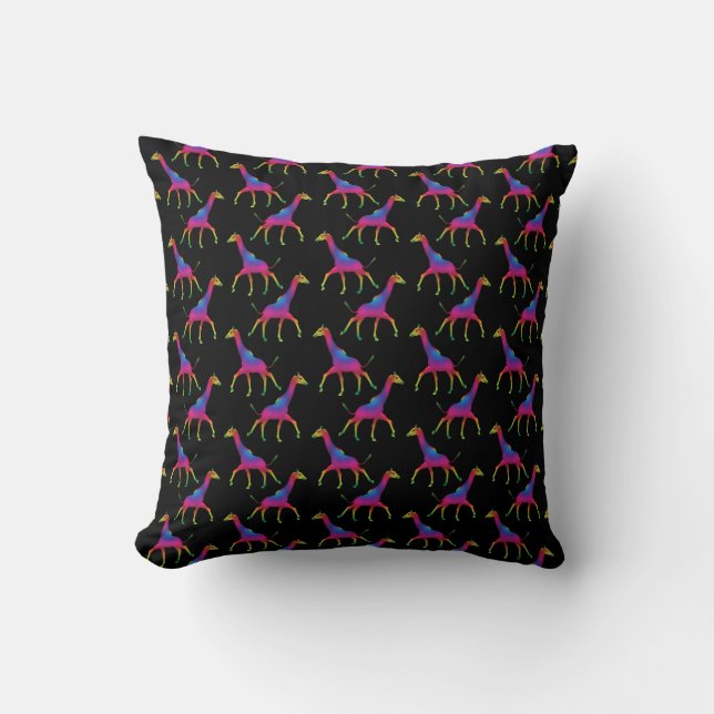 Regenboogkleurige Giraffe Kussen (Voorkant)