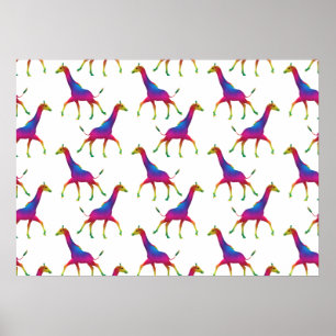 Regenboogkleurige Giraffe Poster