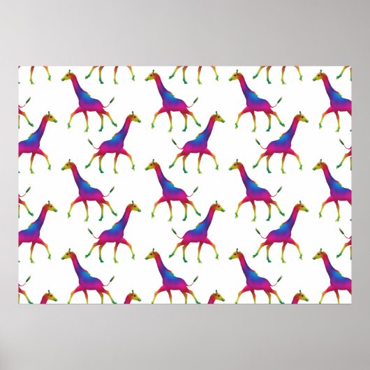 Regenboogkleurige Giraffe Poster (Voorkant)