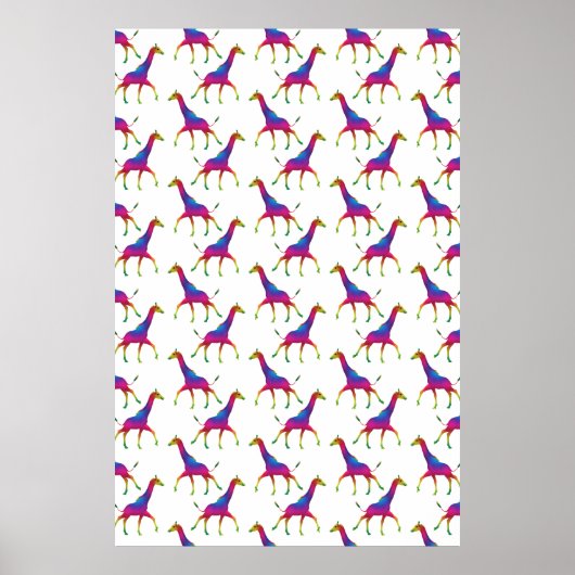 Regenboogkleurige Giraffe Poster (Voorkant)