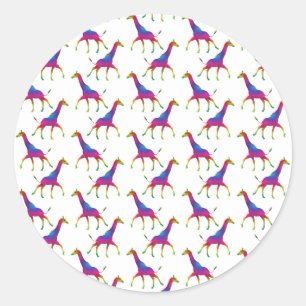 Regenboogkleurige Giraffe Ronde Sticker