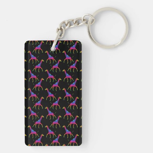 Regenboogkleurige Giraffe Sleutelhanger (achterkant)