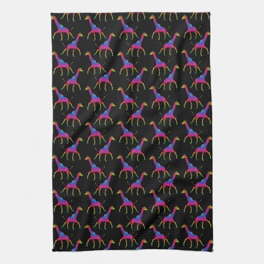 Regenboogkleurige Giraffe Theedoek (Verticaal)