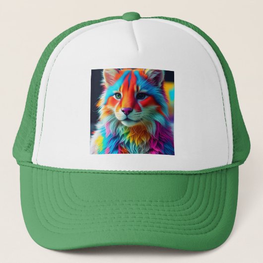 Regenboogkleurige harige kat-68587 trucker pet (Voorkant)