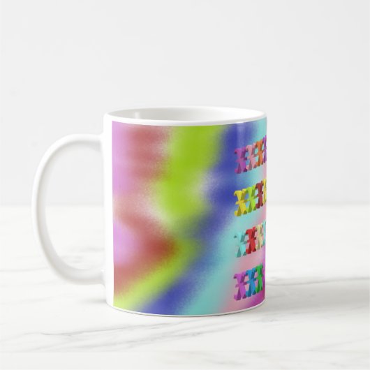 Regenboogkleurige heldere mok (Links)