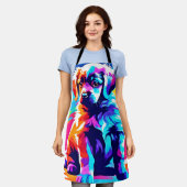 Regenboogkleurige Hond Kunst Schort (Gedragen)
