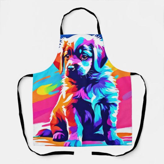Regenboogkleurige Hond Kunst Schort (Voorkant)