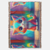Regenboogkleurige kitten Cartoon Deken (Voorkant Verticaal)