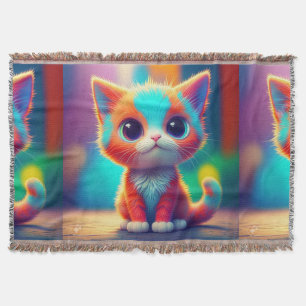 Regenboogkleurige kitten Cartoon Deken