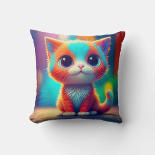 Regenboogkleurige kitten Cartoon Kussen