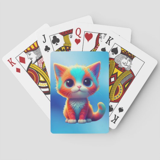 Regenboogkleurige kitten Cartoon Pokerkaarten (Achterkant)