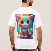 Regenboogkleurige kitten Cartoon T-shirt (Achterkant)