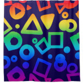 Regenboogkleurige kubieke donkerblauwe achtergrond douchegordijn (Voorkant)