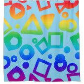 Regenboogkleurige kubussen lichtblauw douchegordijn (Voorkant)