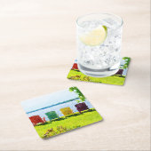 Regenboogkleurige Lakeside Adirondack Chairs Kartonnen Onderzetters (Insitu)