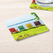 Regenboogkleurige Lakeside Adirondack Chairs Kartonnen Onderzetters (Schuin)