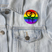 Regenboogkleurige Lesbische Pride Flag Ronde Button 5,7 Cm (In situ)