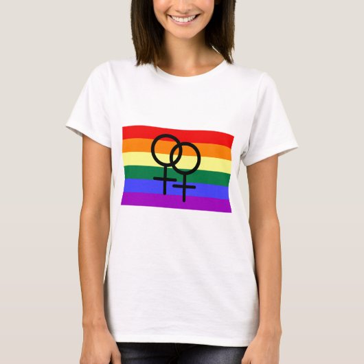 Regenboogkleurige Lesbische Pride Flag T-shirt (Voorkant)