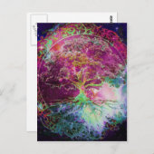 Regenboogkleurige levensboom briefkaart (Voorkant / Achterkant)