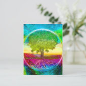 Regenboogkleurige levensboom briefkaart (Staand voorkant)
