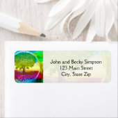 Regenboogkleurige levensboom etiket (Insitu)