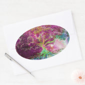 Regenboogkleurige levensboom ovale sticker (Envelop)