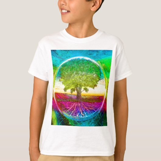 Regenboogkleurige levensboom t-shirt (Voorkant)